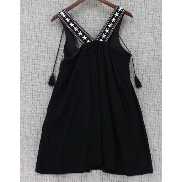 Cupcakes & Cashmere Mini Dress Womens Small S Black Sleeveless Embroidered Boho - Picture 1 of 7